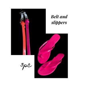 Charlotte Russe slipper American Eagle belt set neon summer patent leather L/XL